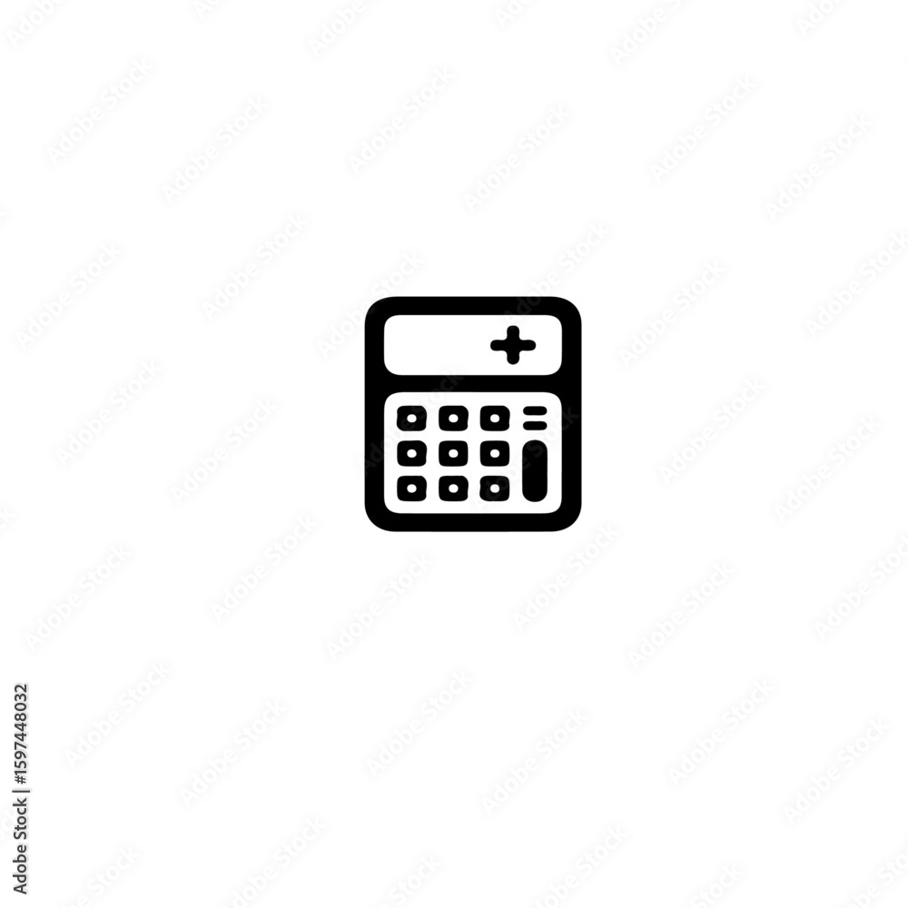 A simple black and white calculator icon isolated on a white background A simple black and white calculator icon isolated on a white background