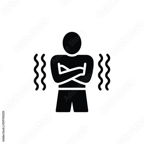 Shivering person with arms crossed feeling cold vector illustration
