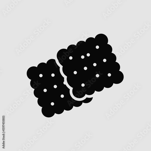 Two Saltine Crackers Black Silhouette on Neutral Background