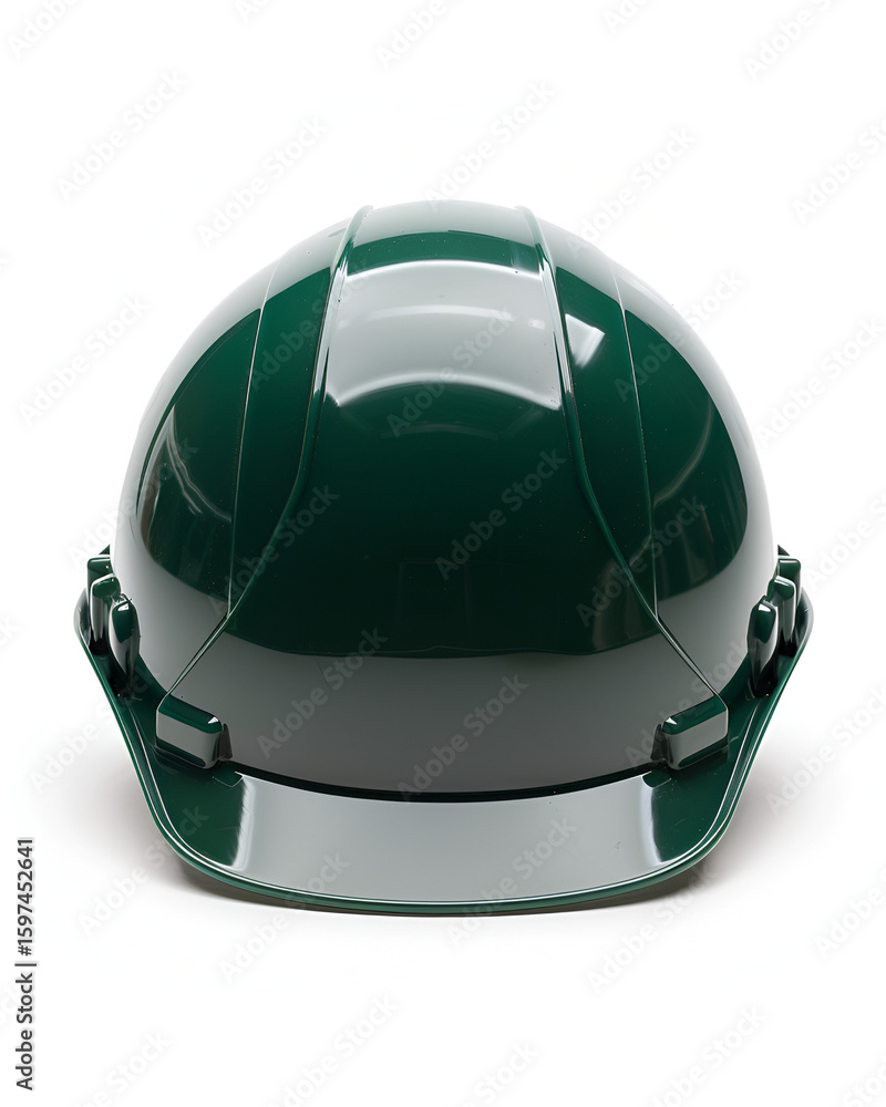 Fototapeta premium Green hard hat safety equipment construction worker protection