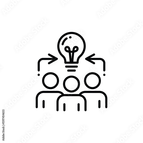 Teamwork brainstorming and idea generation concept represented with a lightbulb icon