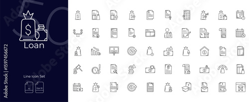 Loan Line Editable Icons set. Vector illustration in modern thin line style of Loan icons: credit, debt, finance, etc