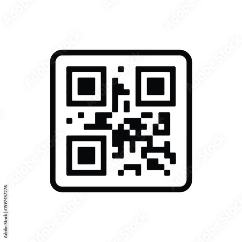 Simple Black and White QR Code Icon
