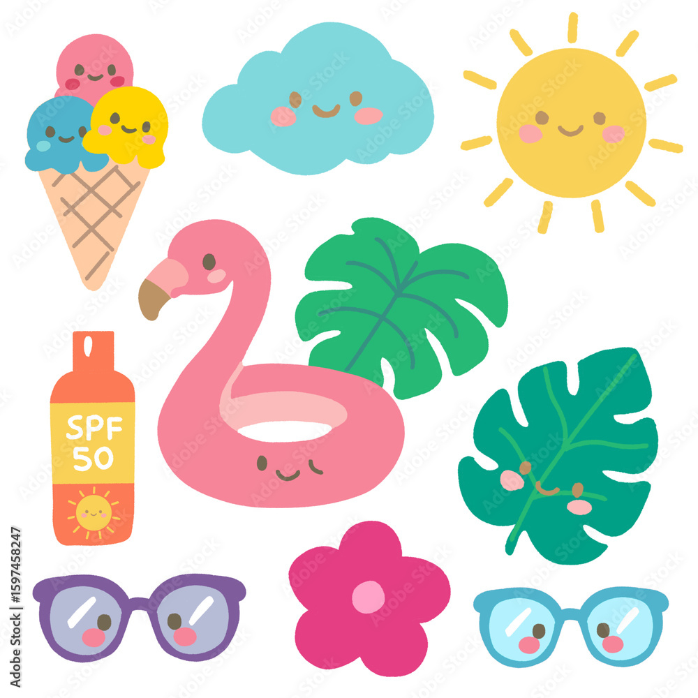 Naklejka premium set of summer icons