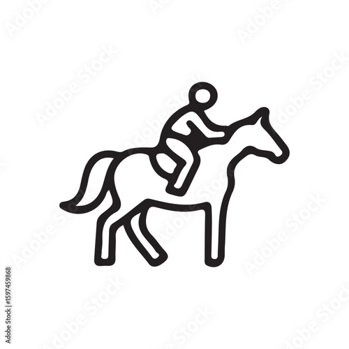 Black outline icon of a person riding a horse rider equestrian