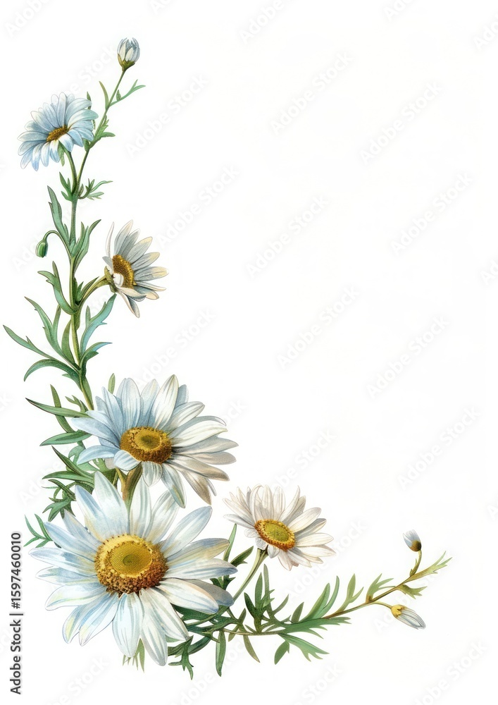 Fototapeta premium Daisy flowers daisies art illustration.