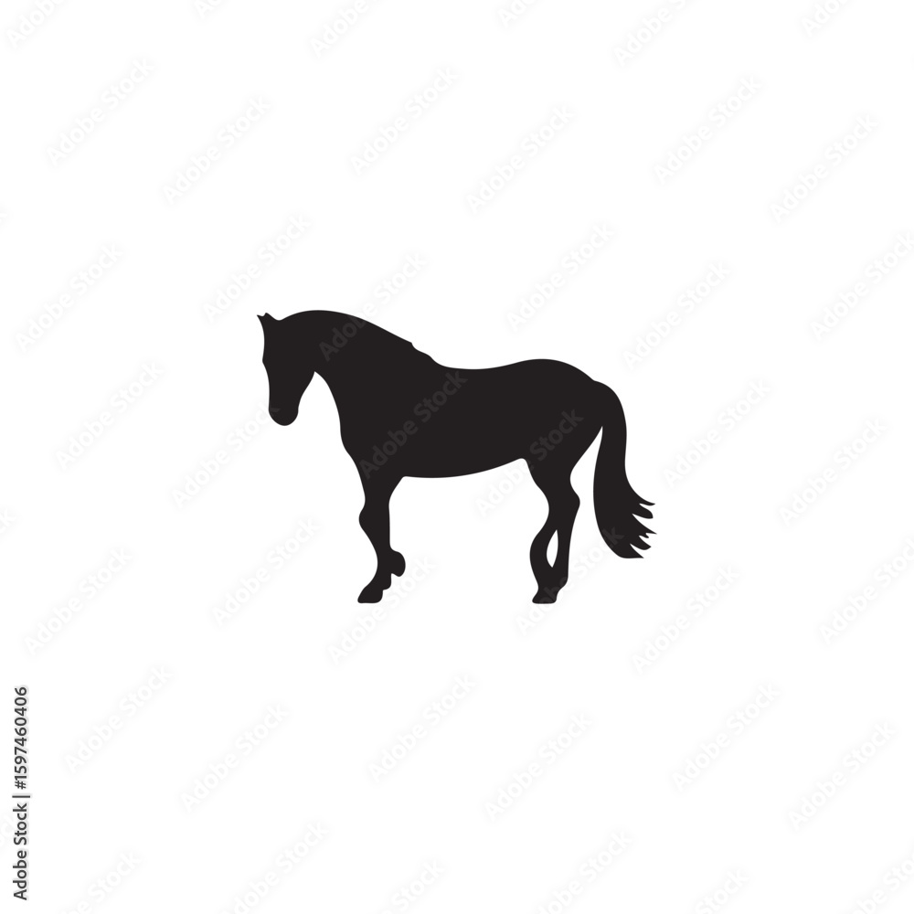 Fototapeta premium Black silhouette of a horse standing on a white background animal 3