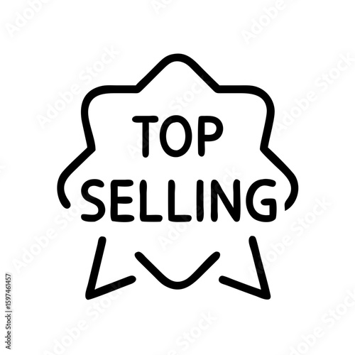 Top selling badge design with star shape and bold lettering  