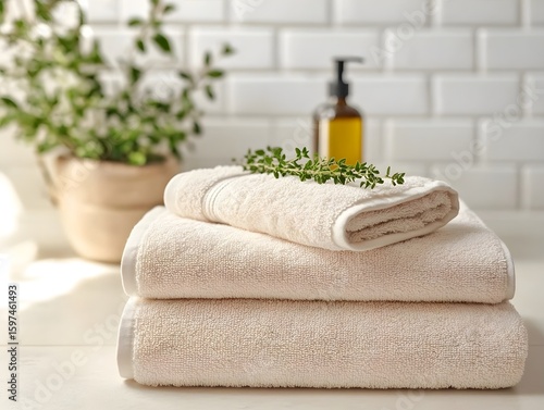 towels  folded  beige color