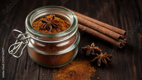  Brown Spice Powder in Glass Jar 