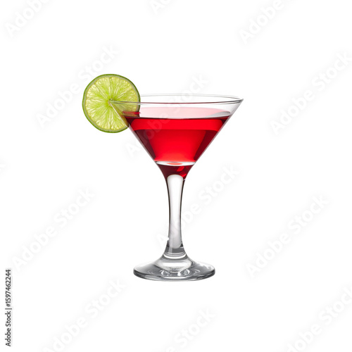 red cocktail with lime