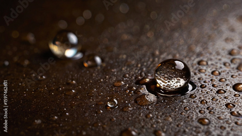 water drops on a metal surface