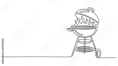 One Line Drawing of a BBQ Grill
