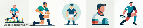 vector of a male playing rugby