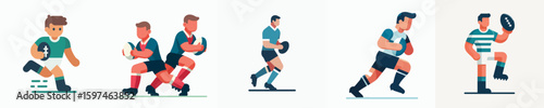 vector of a male playing rugby
