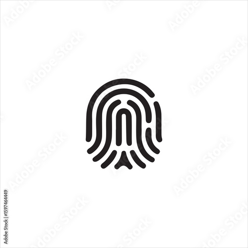 Black fingerprint icon on white background thumbprint identity