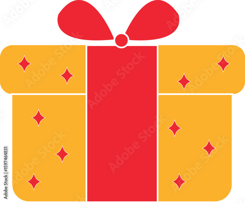 gift box icon with white background star and colorful silhouette 