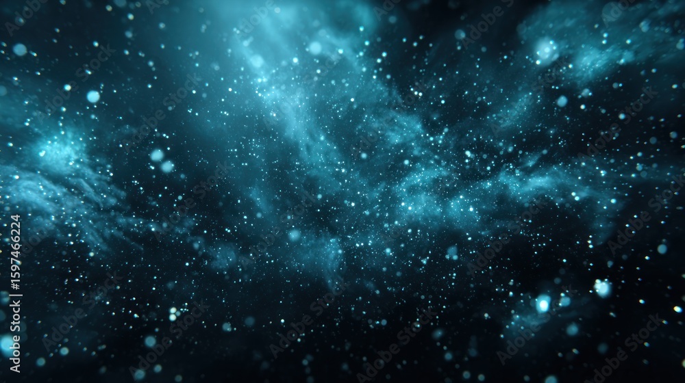 Naklejka premium Deep space nebula with glowing particles.