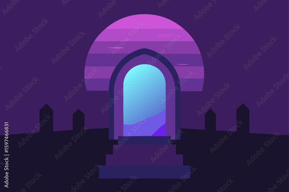 Fototapeta premium gothic arch in the night