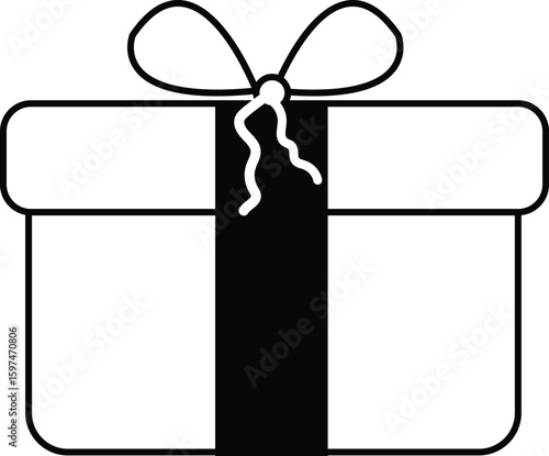 gift box icon with white background star and colorful silhouette Mobile