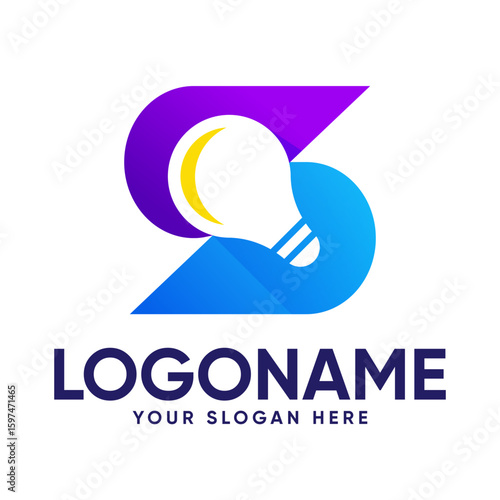 Letter S Light bulb Idea Logo