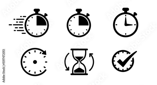 Clean Design Productivity and Accelerated Time Themed Iconography
