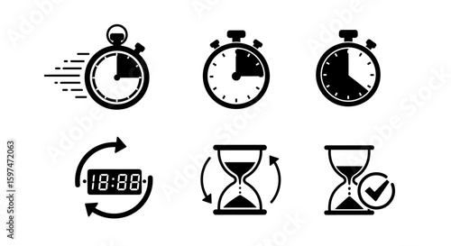 Simple Flat Design Icons for Speed and Efficiency