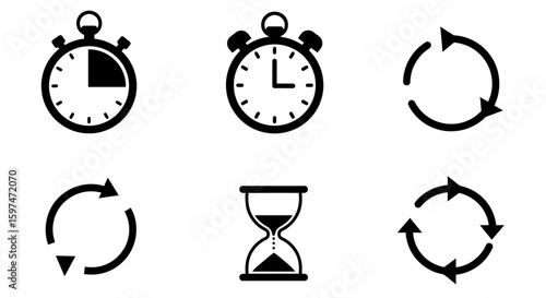 Time Management and Duration Concept Outline Icons