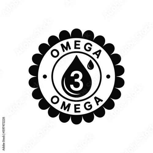 Omega 3 fatty acids icon or symbol for health products