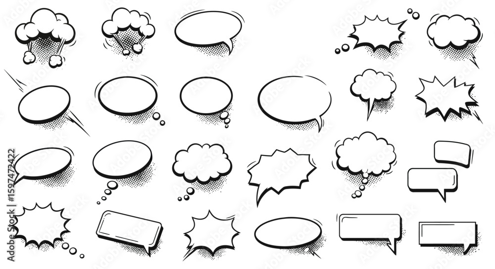 Fototapeta premium Pop Art Communication Elements Icon Collection