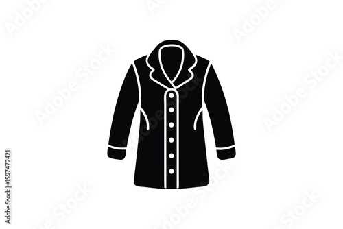 Black Silhouette of a Buttoned Coat with Collar and Pockets