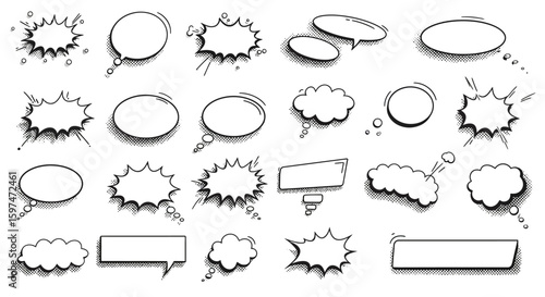 Dialogue Box and Explosion Bubble Flat Design Pack