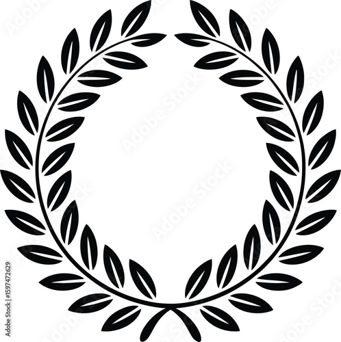 laurel wreath icon over white background, silhouette style, vector illustration