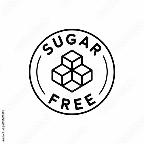 Sugar free icon no sugar added healthy food label