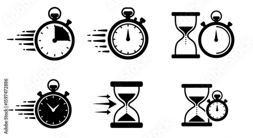 Time Management and Urgency Concept Flat Design Icons