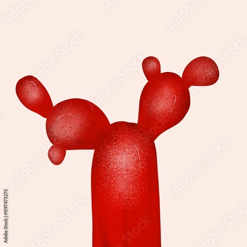 Simple Red Cactus – Flat Plant Illustration on Soft Background
