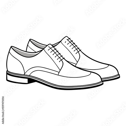 Classic black and white line drawing of men s oxford shoes
