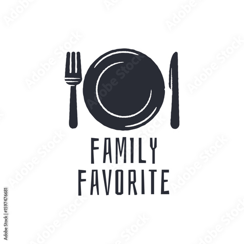 Family Favorite Logo. Simple family favorite logo for culinary branding, food blog, packaging or kitchen design. Vector illustration.
