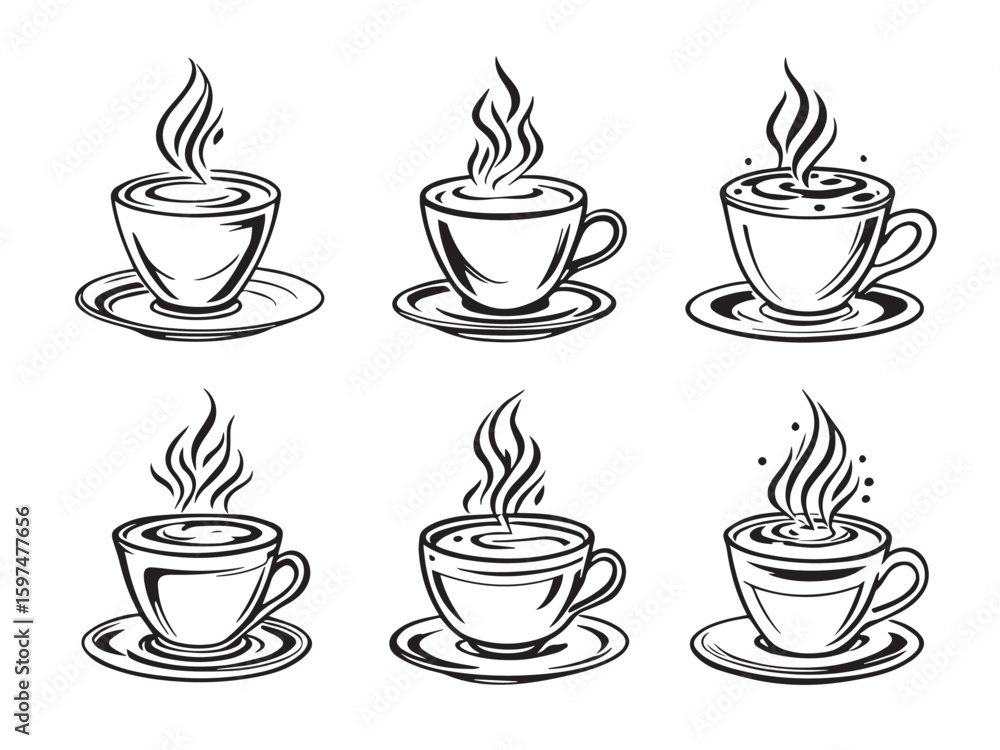 Obraz premium cappuccino coffee cup line art