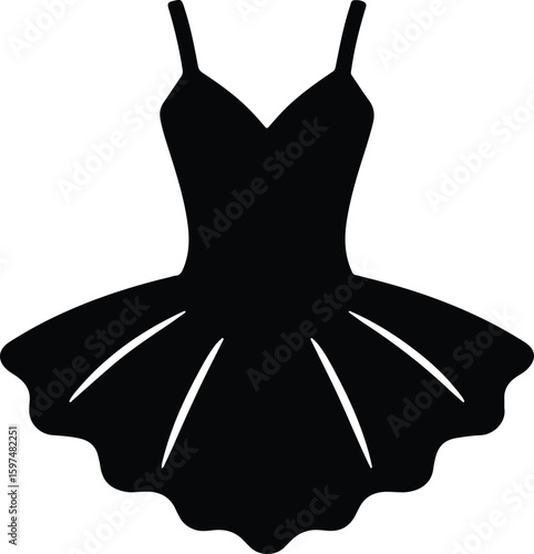 Silhouette Ballet tutu dress elegant black vector Illustrator