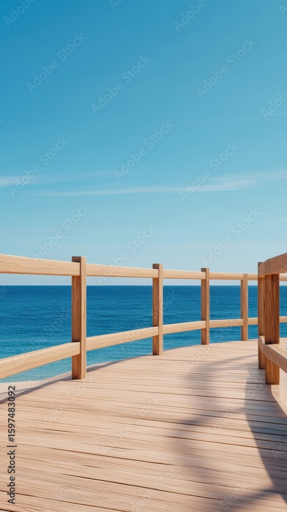 Fototapeta premium Stylized boardwalk with bold lines and contrasting colors.