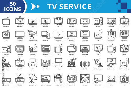 Tv service icon set collection vector illustration