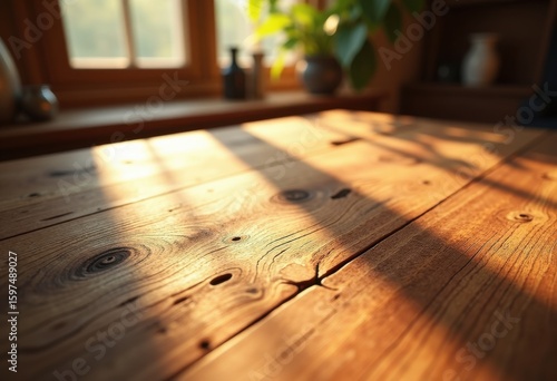 Wallpaper Mural beautiful rustic wood grain surface bathed warm natural light creating inviting cozy atmosphere, texture, tactical, table, pattern, interior, design, deco Torontodigital.ca