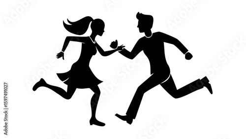 Love's Pursuit: Silhouette of a couple, capturing the raw emotions of a couple embracing and running into a new journey.