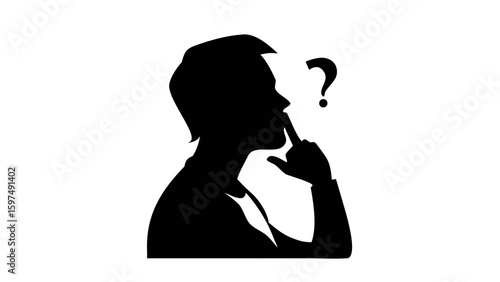 Silhouette of Contemplation: A thought-provoking silhouette of a person in deep contemplation, a visual expression of reflection and questioning.
