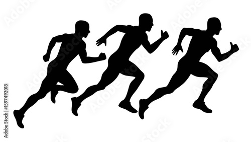 The Sprinters' Sprint: The intense silhouettes of athletes, in mid-stride, embody power, speed, and unwavering dedication. Witness the raw essence of human effort and competitive spirit.