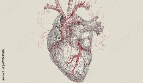 Detailed anatomical illustration of a human heart