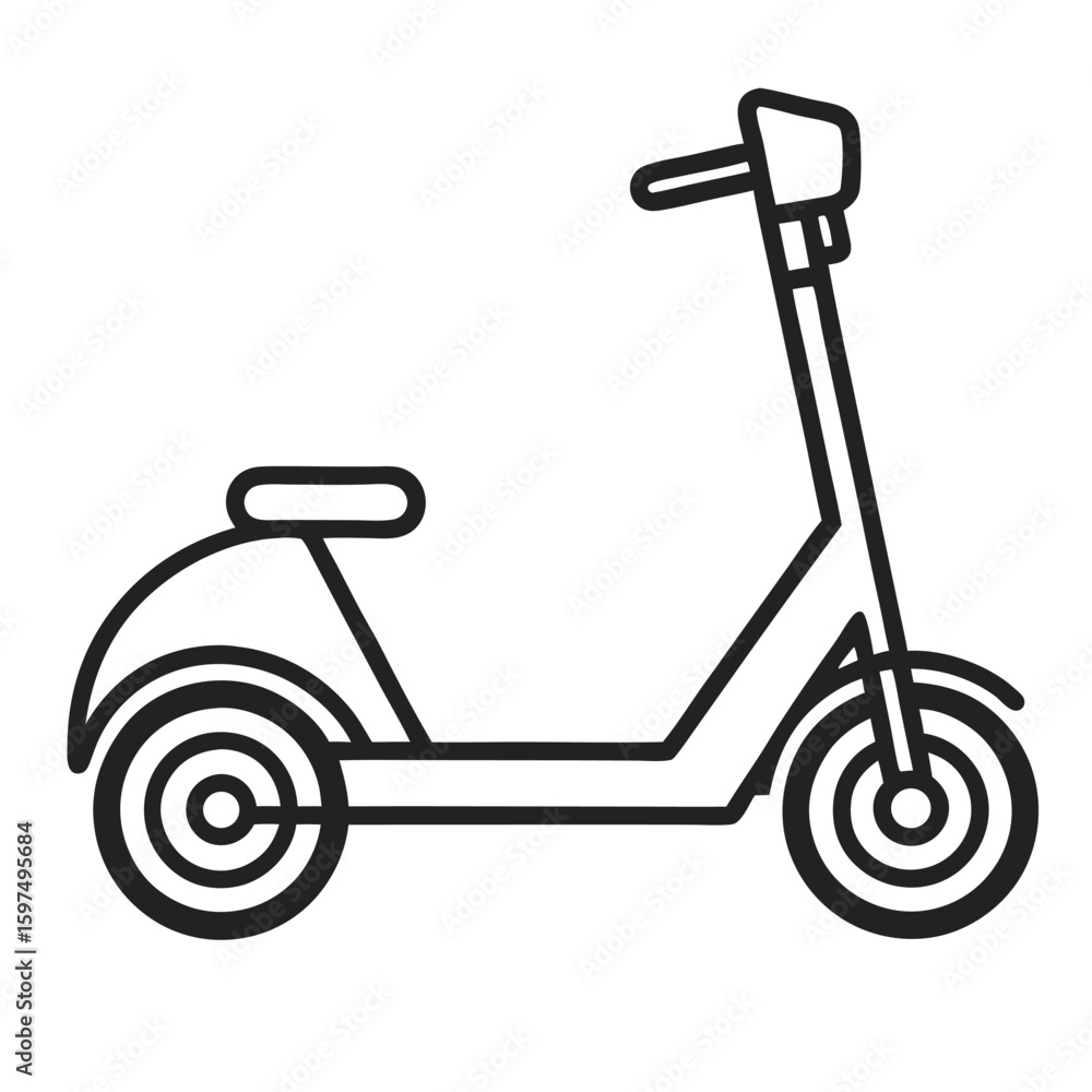 Electric scooter outline icon isolated on white background Electric scooter outline icon isolated on white background