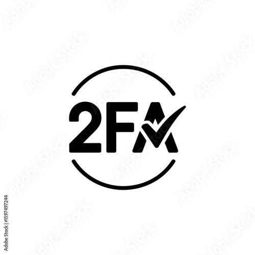 Elegant Black and White 2FA Logo Two Factor Authentication Symbol Minimalist Design