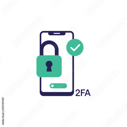 Two Factor Authentication Illustration Depicting Mobile Security and Protection with a Smartphone and Padlock